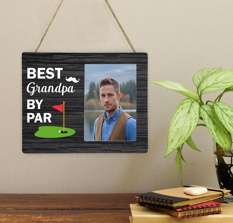 CAIFZ Best Grandpa By Par Picture Frame, Grandpa Photo Frame from Granddaughter Grandson, Golf Wooden Frame Gifts for Men Grandpa, 4x6 inch Photo - Image 4